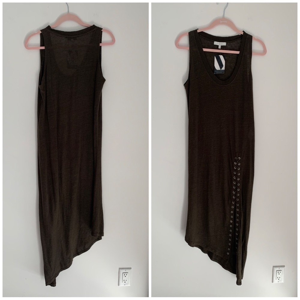IRO Karossi Lace Up Dress Scoop Neck Tank Midi Burnout Jersey Linen ,Small, NWT - Picture 5 of 10